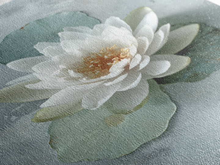 Lotus Flower Floating on Calm Water Framed Canvas Print, Bathroom Art, Trendy Wall Art, Bathroom Decor, Watercolor Art, Spa, BAT-2x3-100