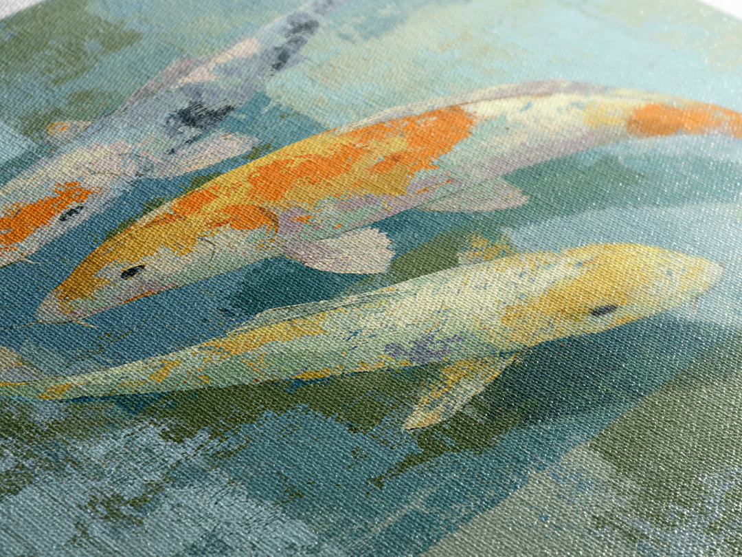 Minimal Koi Fish Swimming Through Clear Water Canvas Print, Bathroom Art, Canvas Wall Art, Bathroom Decor, Fine Art, Spa, BAT-2x3-16