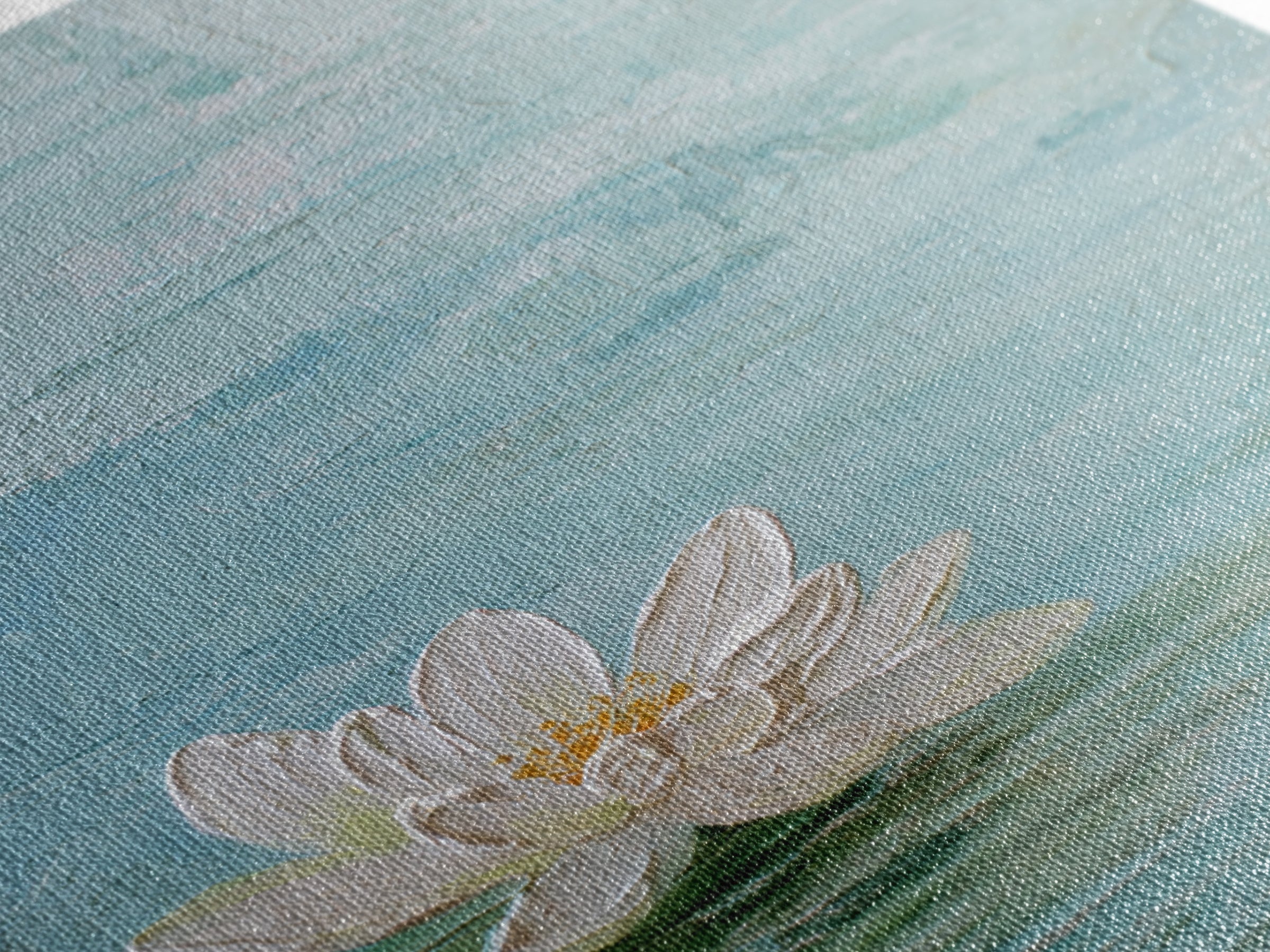 Lotus Flower Floating on Calm Water Framed Canvas Print, Bathroom Art, Printable Wall Art, Bathroom Decor, Oil Painting, Spa, BAT-2x3-28