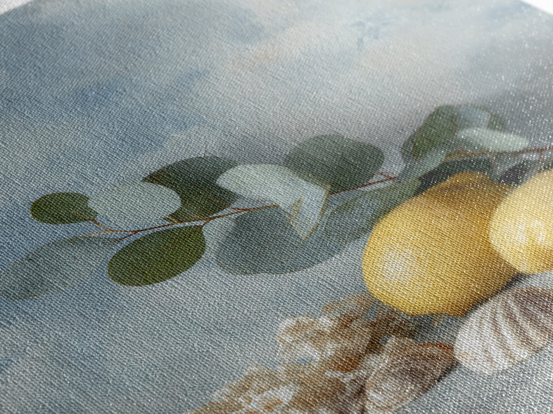 Lemon and Botanical Still Life Canvas Print, Bathroom Art, Wall Art, Bathroom Decor, Spa, Dog Portrait, Canvas Wall Art, BAT-2x3-62