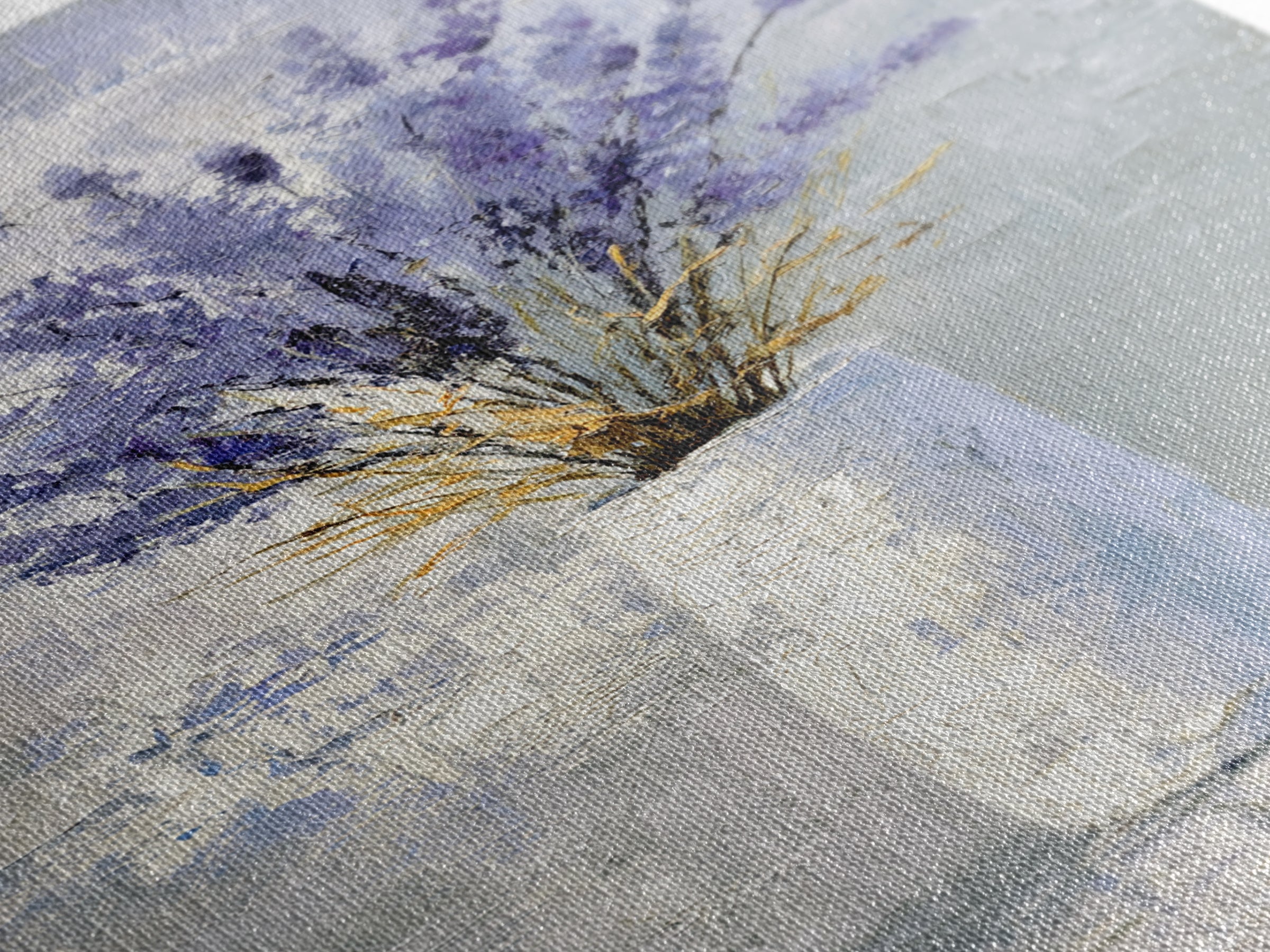 Lavender Sprigs in a Ceramic Vase Framed Canvas Print, Bathroom Art, Minimalist Decor, Bathroom Decor, Fine Art, Spa, BAT-2x3-68