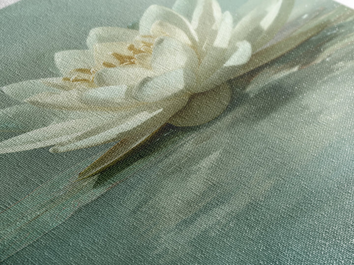 Lotus Flower Floating on Calm Water Framed Canvas Print, Bathroom Art, Digital Wall Art, Bathroom Decor, Fine Art, Spa, BAT-2x3-76