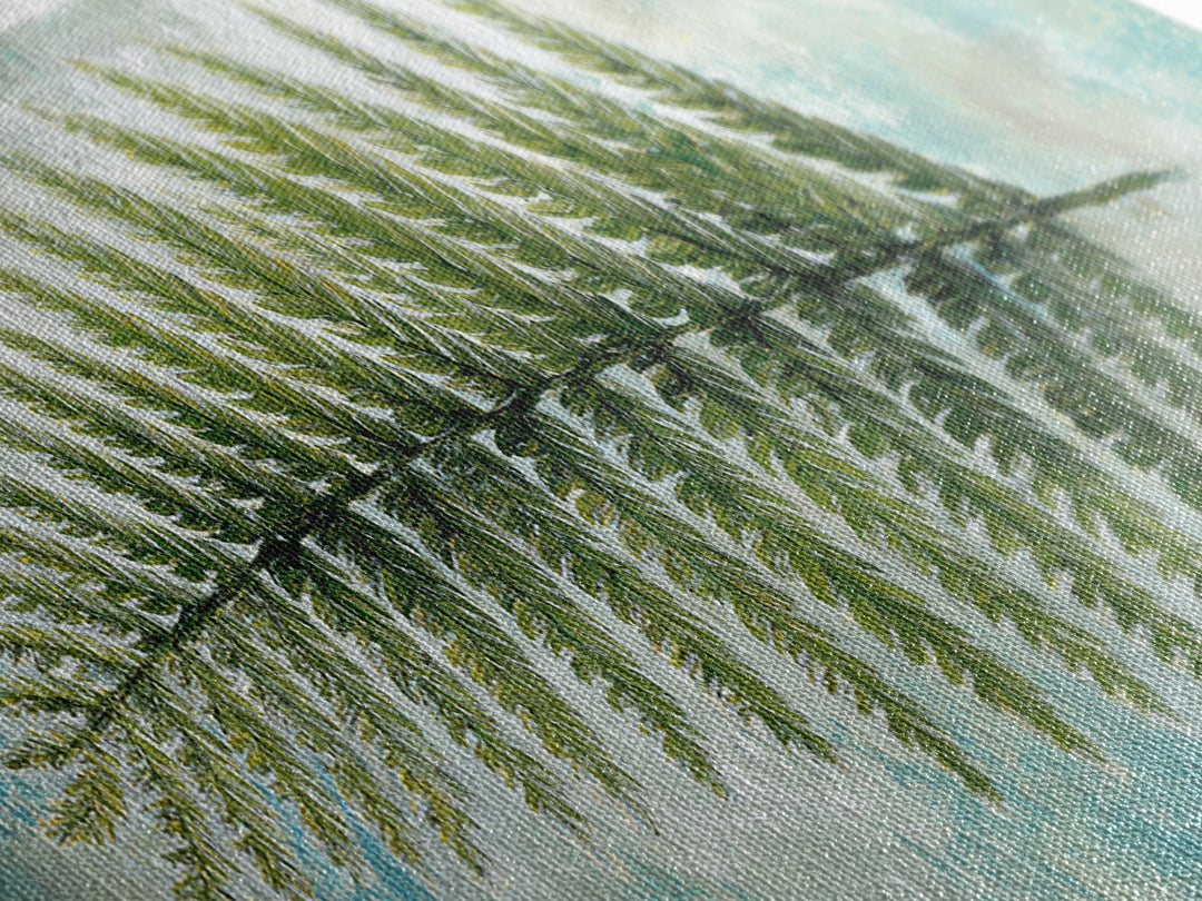 Green Fern Frond Closeup Framed Canvas Print, Bathroom Art, Wall Art, Bathroom Decor, Spa, Dog Portrait, Canvas Wall Art, BAT-3x1-2