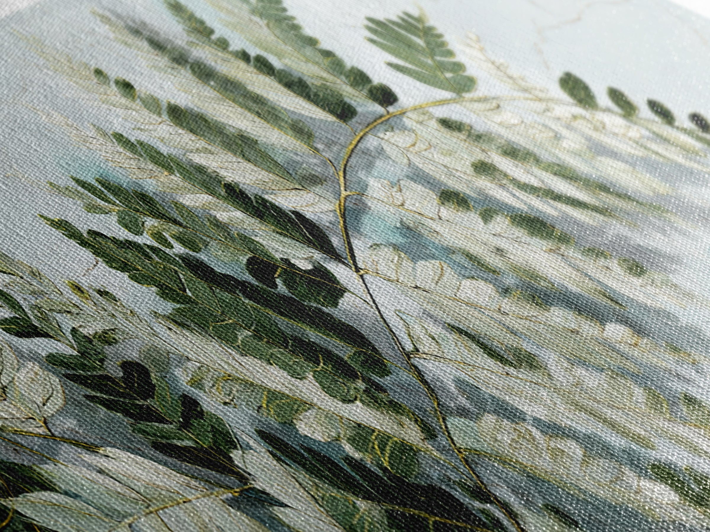 Green Fern Frond Closeup Canvas Print, Bathroom Art, Digital Wall Art, Bathroom Decor, Watercolor Art, Spa, Unique Wall Art, BAT-3x1-26