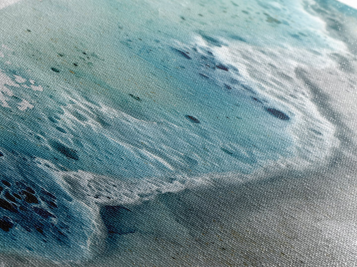Calming Blue Ocean Wave Study Canvas Print, Bathroom Art, Bathroom Prints, Bathroom Decor, Watercolor Art, Spa, Trendy Wall Art, BAT-3x1-41
