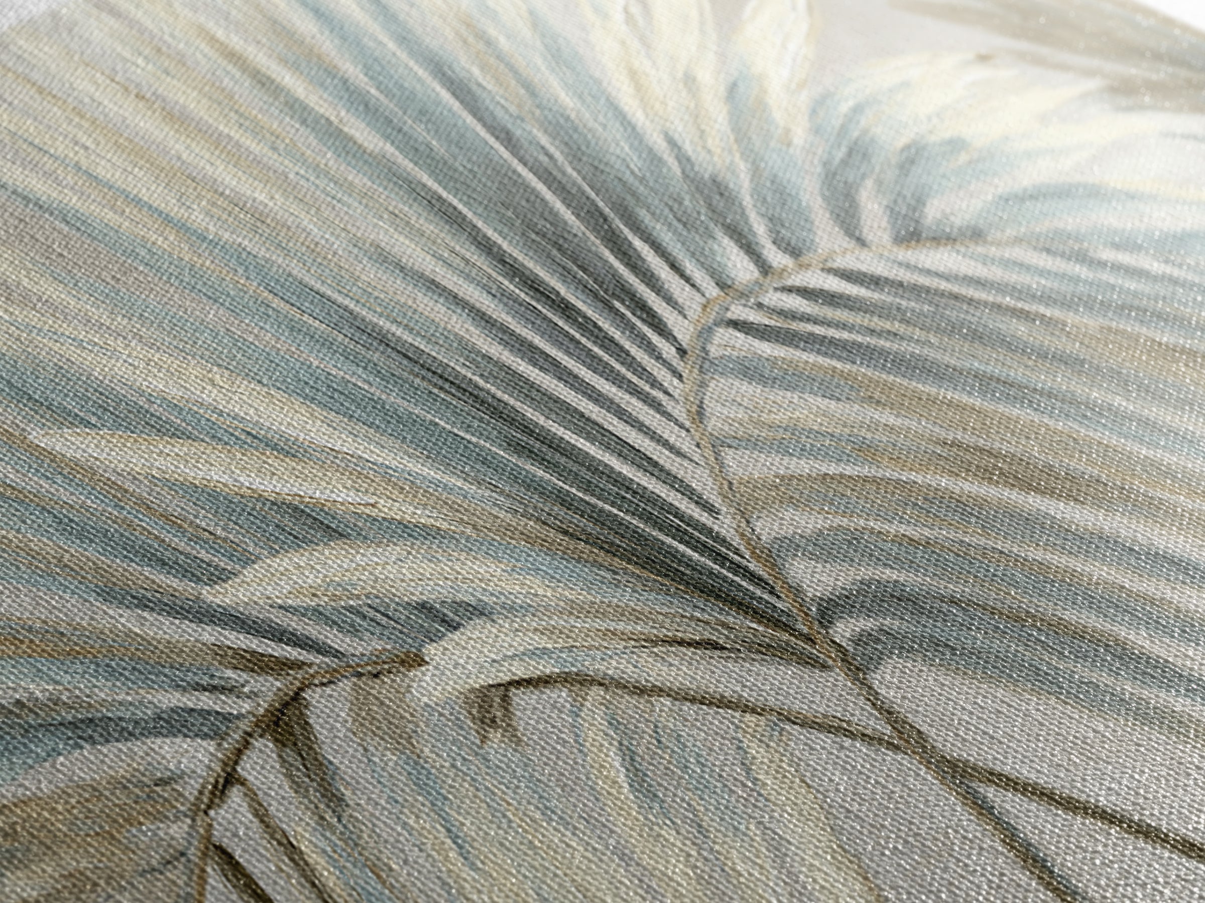 Simple Palm Frond on Off White Linen Framed Canvas Print, Bathroom Art, Boho Decor, Bathroom Decor, Abstract Art, Spa, BAT-3x1-63