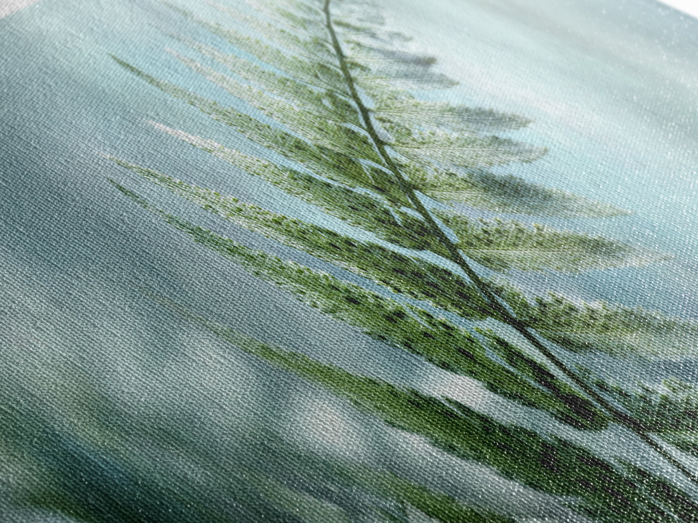 Green Fern Frond Closeup Framed Canvas Print, Bathroom Art, Framed Wall Art, Bathroom Decor, Oil Painting, Spa, BAT-3x1-74