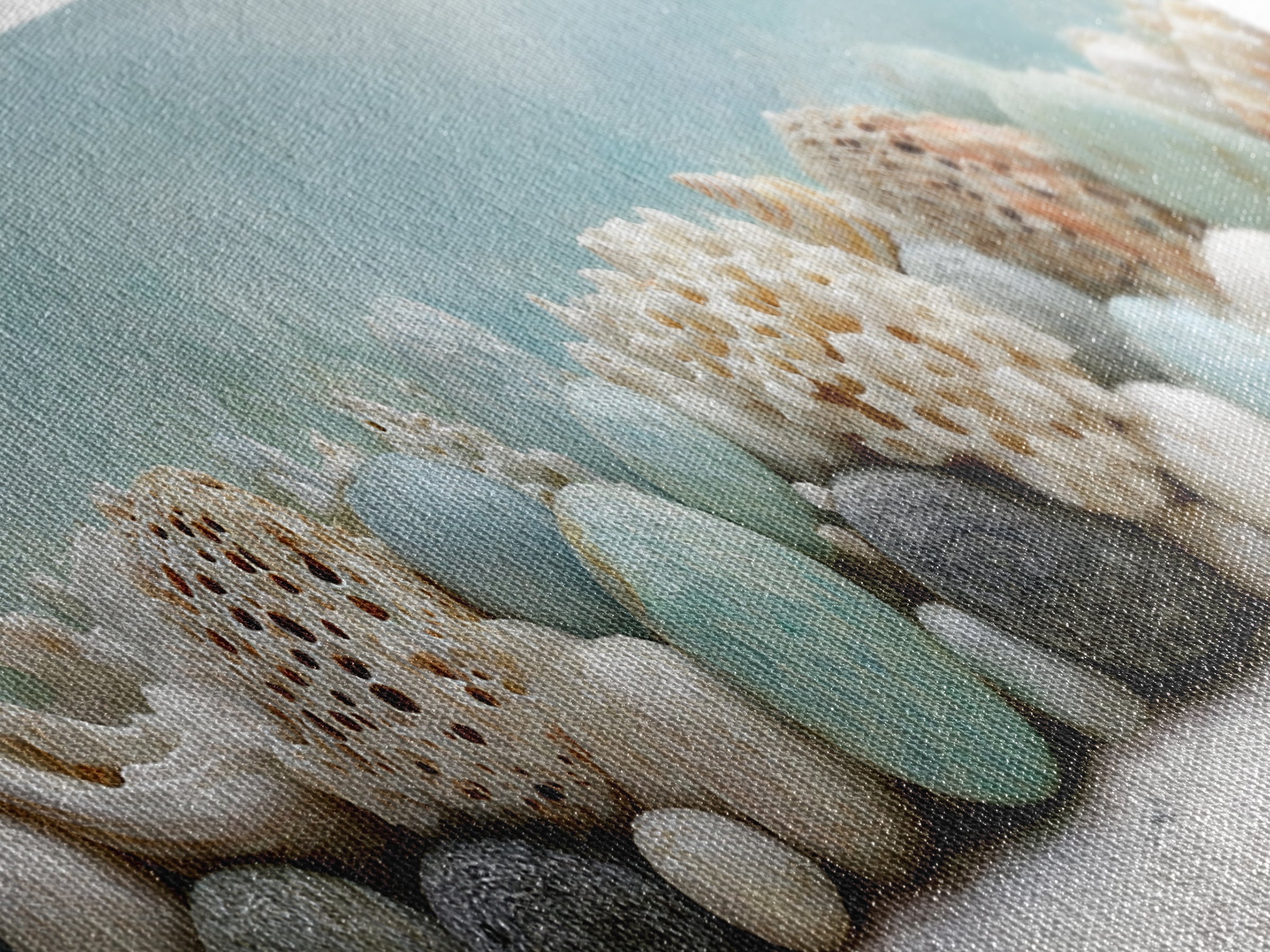 Coral and Shell Arrangement Canvas Print, Bathroom Art, Digital Wall Art, Bathroom Decor, Fine Art, Spa, Unique Wall Art, BAT-3x1-75
