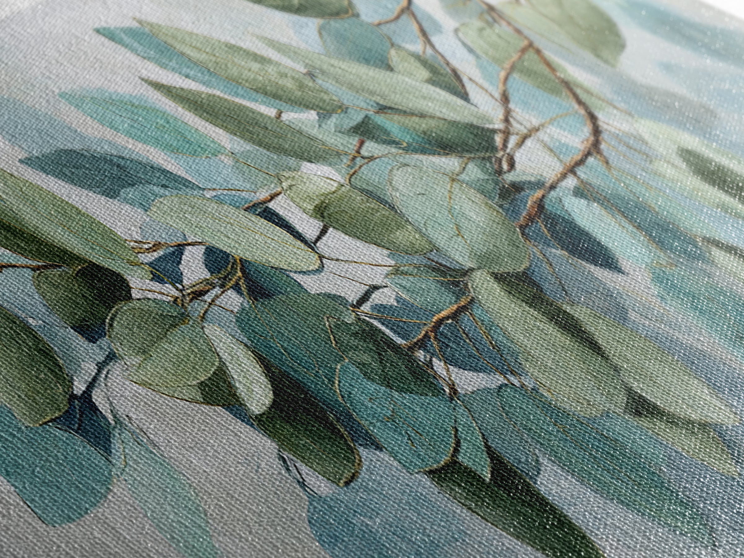 Spa Eucalyptus Branch Framed Canvas Print, Bathroom Art, Dopamine Decor, Bathroom Decor, Fine Art, Spa, Halloween Art, BAT-3x1-90