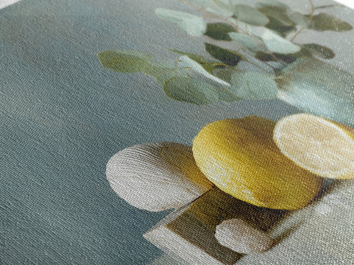 Lemon and Botanical Still Life Framed Canvas Print, Bathroom Art, Digital Wall Art, Bathroom Decor, Oil Painting, Spa, BAT-3x2-10