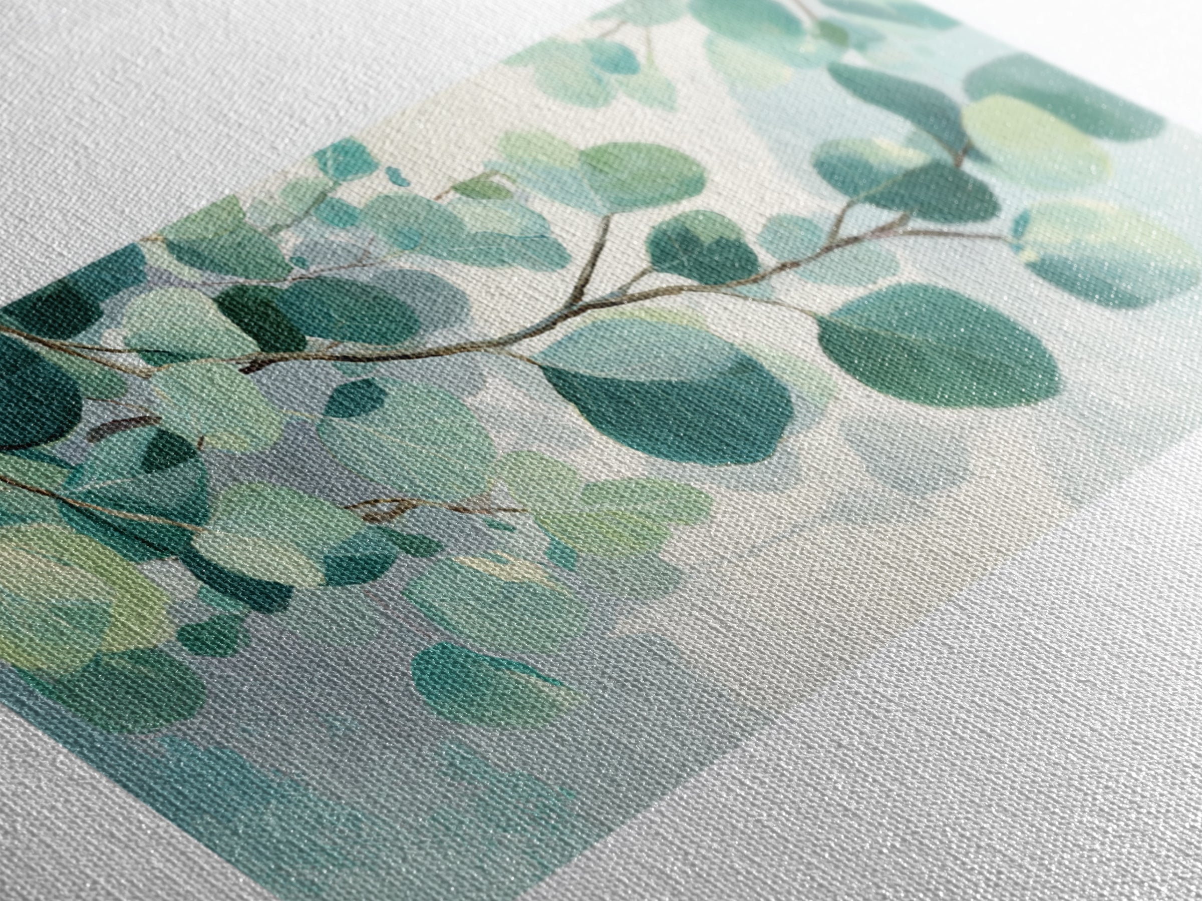 Spa Eucalyptus Branch Canvas Print, Bathroom Art, Wall Hanging, Bathroom Decor, Oil Painting, Spa, Modern Art, BAT-3x2-30