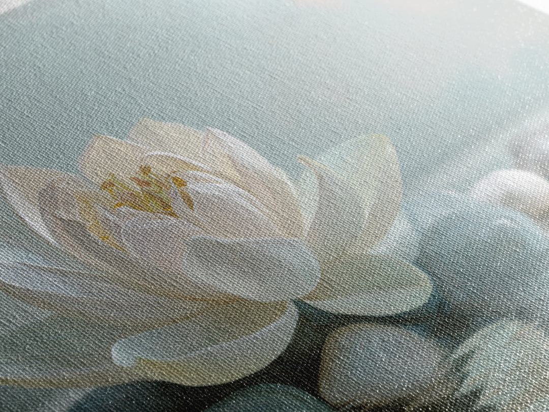 Lotus Flower Floating on Calm Water Canvas Print, Bathroom Art, Framed Wall Art, Bathroom Decor, Spa, Bathroom Art Decor, BAT-3x2-48