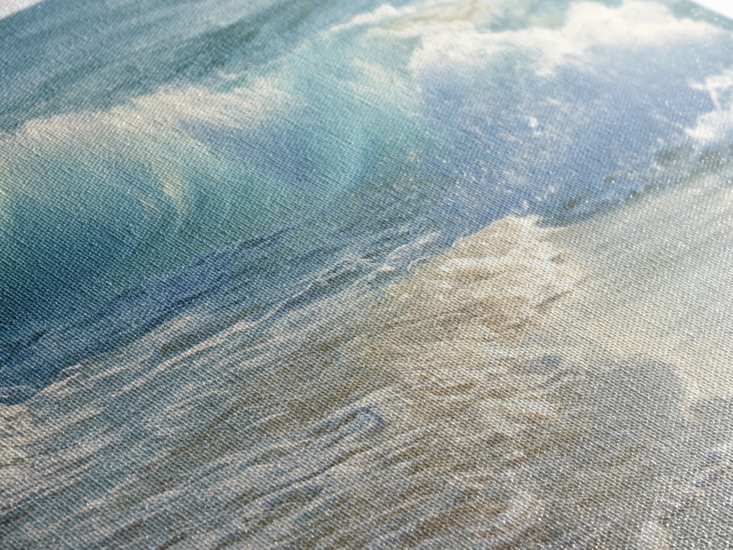 Calming Blue Ocean Wave Study Framed Canvas Print, Bathroom Art, Framed Wall Art, Bathroom Decor, Oil Painting, Spa, BAT-3x2-5