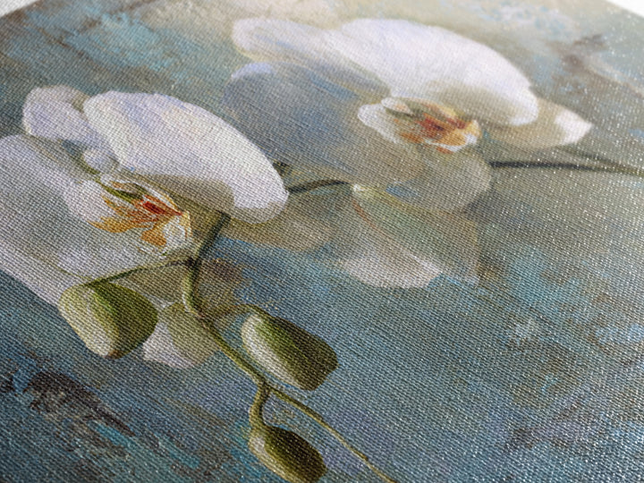 White Orchid on Warm Stone Background Canvas Print, Bathroom Art, Modern Wall Art, Bathroom Decor, Fine Art, Spa, Wall Decor, BAT-3x2-56