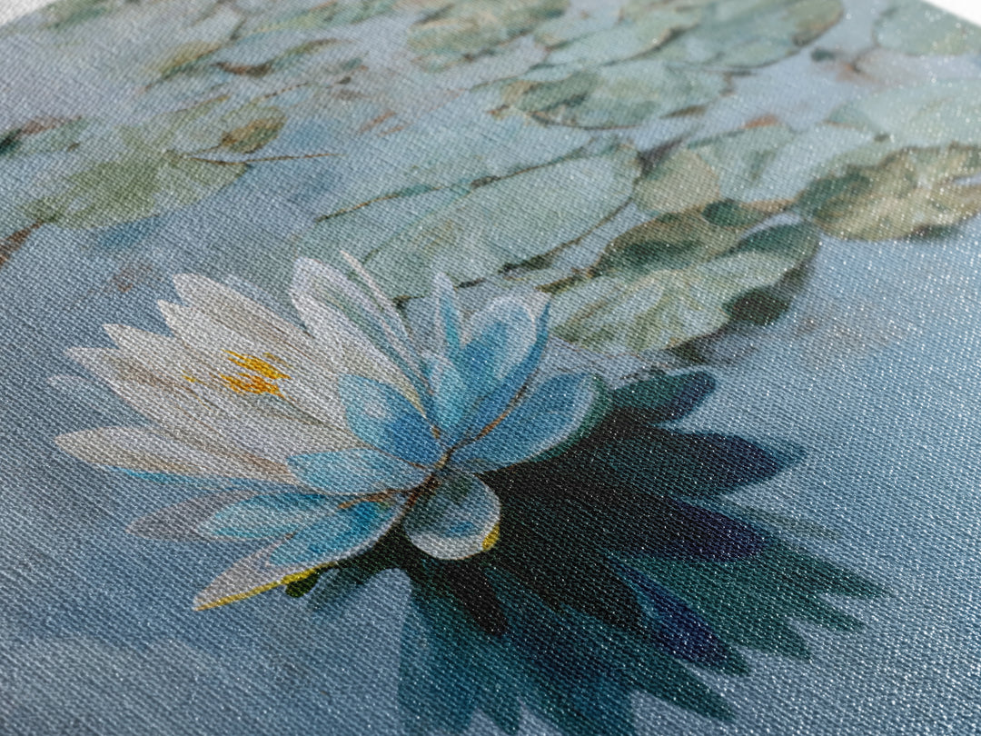 Lotus Flower Floating on Calm Water Canvas Print, Bathroom Art, Modern Art, Bathroom Decor, Watercolor Art, Spa, BAT-3x2-72