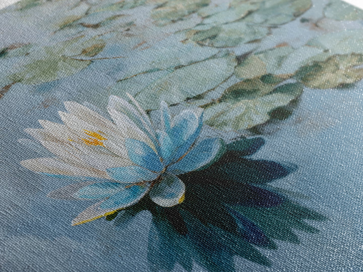 Lotus Flower Floating on Calm Water Canvas Print, Bathroom Art, Modern Art, Bathroom Decor, Watercolor Art, Spa, BAT-3x2-72