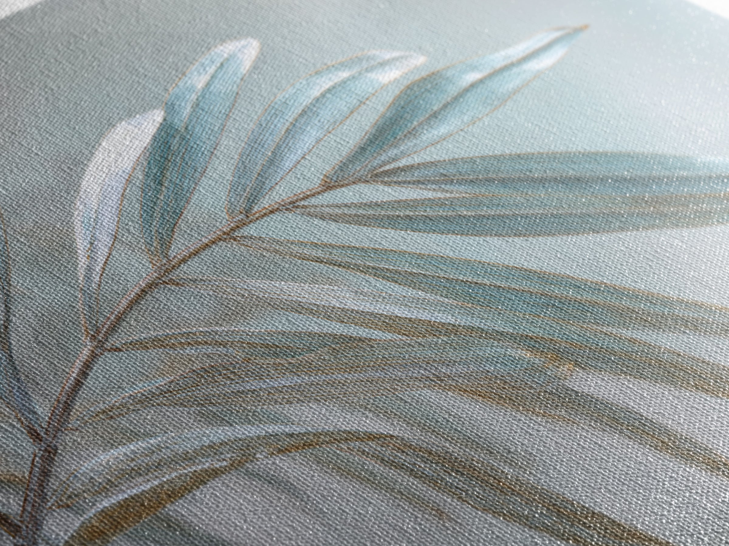 Simple Palm Frond on Off White Linen Framed Canvas Print, Bathroom Art, Gallery Decor, Bathroom Decor, Abstract Art, Spa, BAT-3x2-99