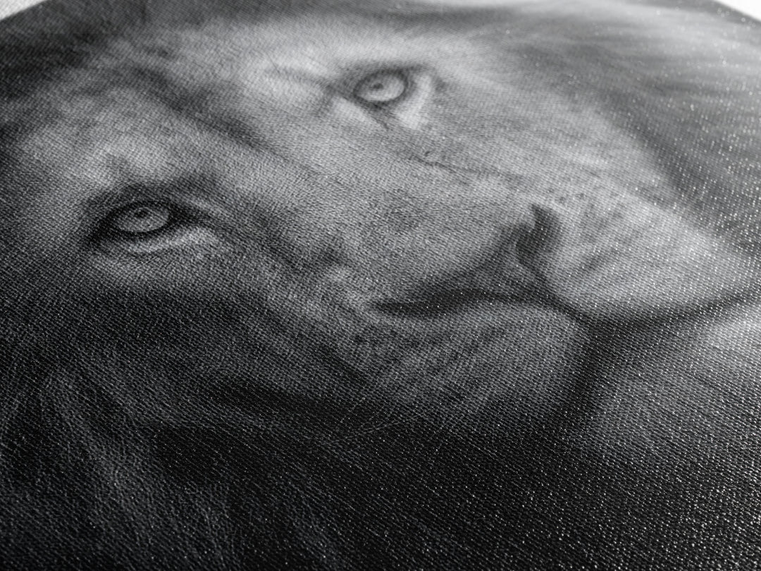 Dramatic Black and White Lion Portrait Canvas Print, Black and White Art, Gallery Decor, Living Room Decor, Monochrome, BAW-1x1-17