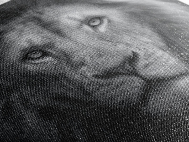 Dramatic Black and White Lion Portrait Canvas Print, Black and White Art, Gallery Decor, Living Room Decor, Monochrome, BAW-1x1-17