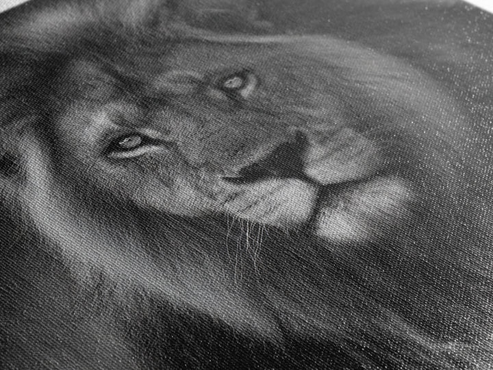 Dramatic Black and White Lion Portrait Canvas Print, Black and White Art, Contemporary Art, Living Room Decor, Monochrome, BAW-1x1-89