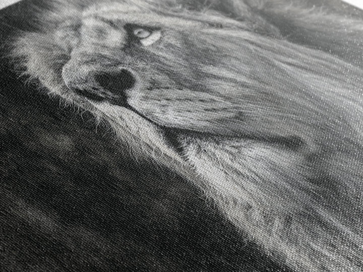 Dramatic Black and White Lion Portrait Canvas Print, Black and White Art, Halloween Decor, Living Room Decor, Monochrome, BAW-2x1-13