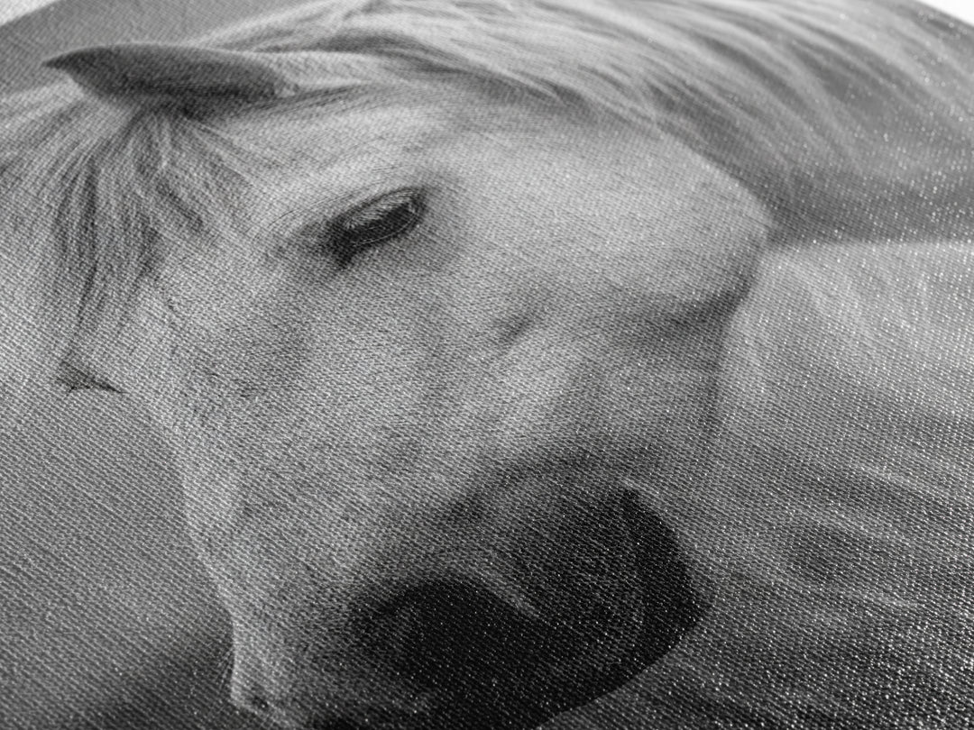 Black and White Wild Horse Portrait Canvas Print, Black and White Art, Printable Wall Art, Living Room Decor, Monochrome, BAW-2x3-37