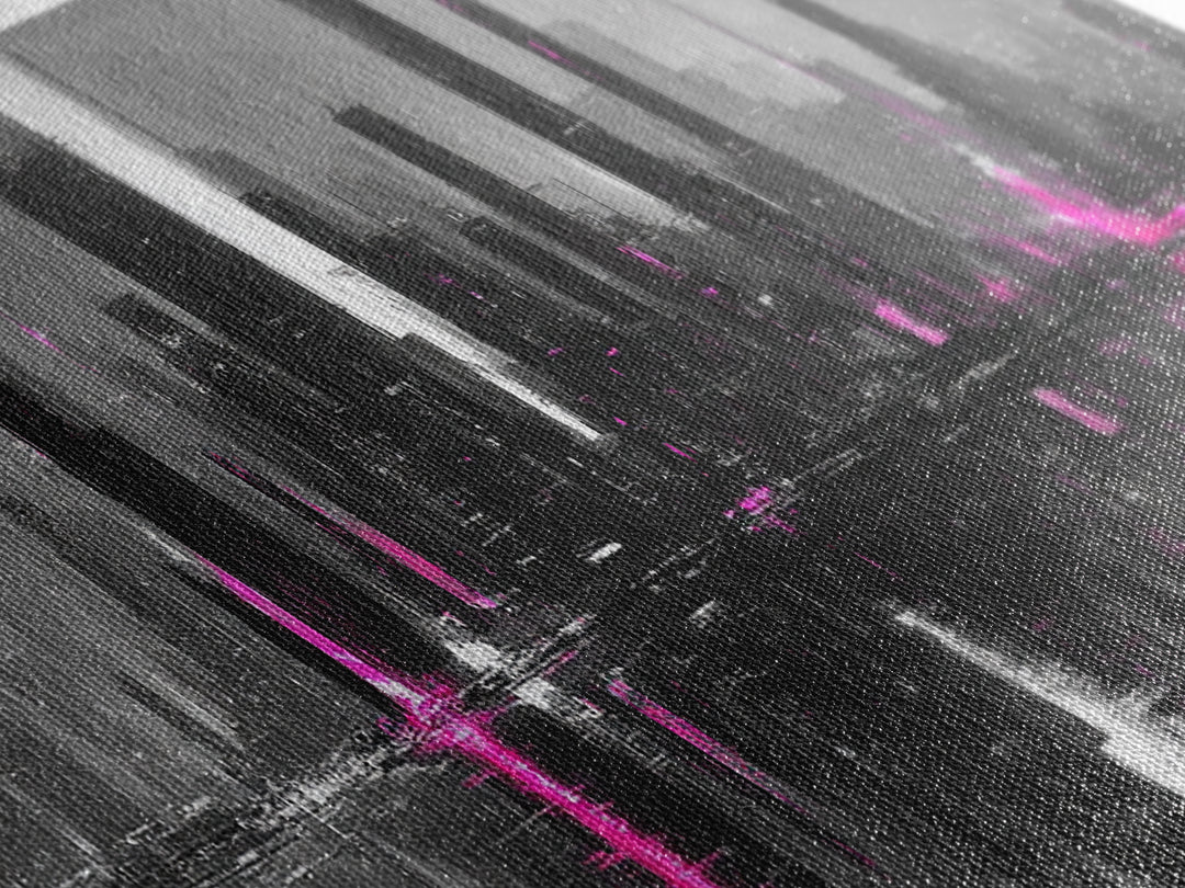 Monochrome City Skyline Reflected Canvas Print, Black and White Art, Fine Art Print, Living Room Decor, Abstract Art, BAW-3x1-3