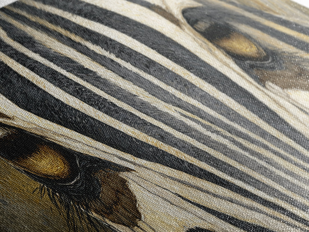 Zebra Stripe Closeup as Graphic Abstraction Canvas Print, Black and White Art, Textured Painting, Living Room Decor, Monochrome, BAW-3x1-48