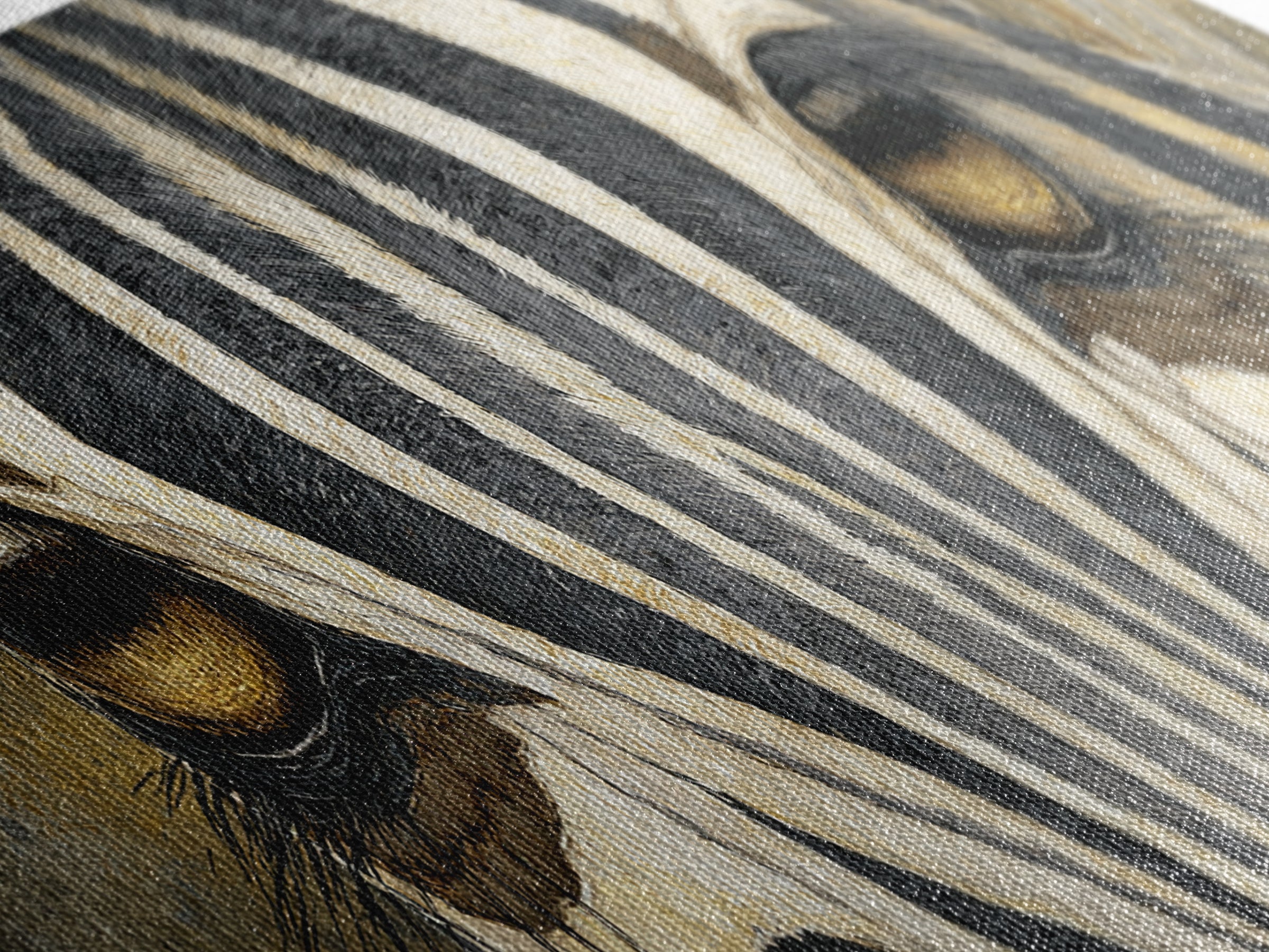 Zebra Stripe Closeup as Graphic Abstraction Canvas Print, Black and White Art, Textured Painting, Living Room Decor, Monochrome, BAW-3x1-48