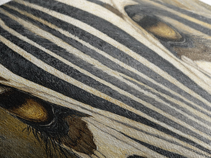 Zebra Stripe Closeup as Graphic Abstraction Canvas Print, Black and White Art, Textured Painting, Living Room Decor, Monochrome, BAW-3x1-48
