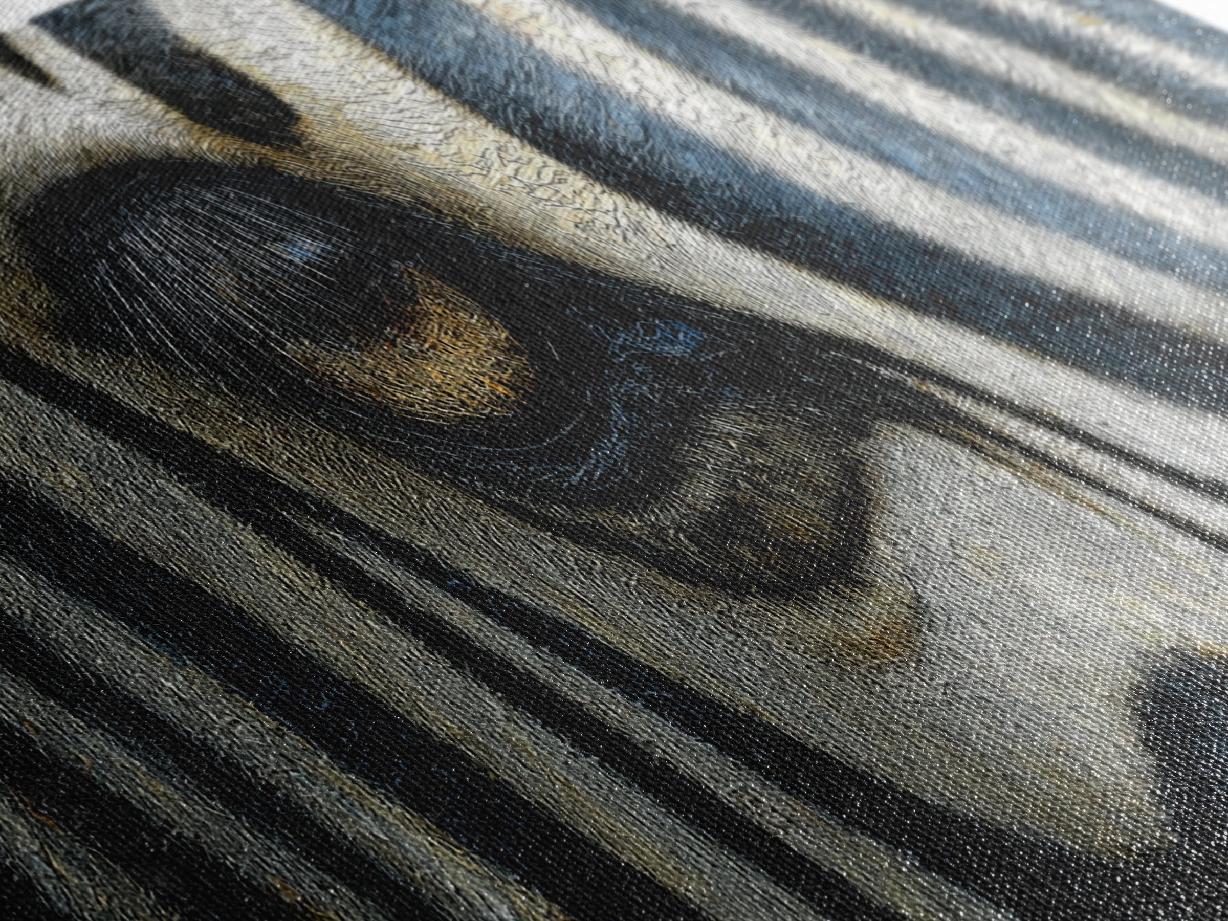 Zebra Stripe Closeup as Graphic Abstraction Canvas Print, Black and White Art, Textured Painting, Living Room Decor, Monochrome, BAW-3x1-96