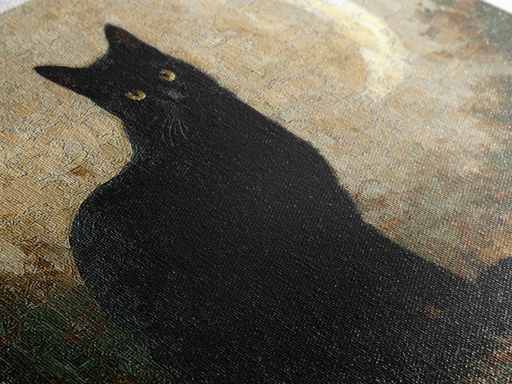 Black Cat Silhouette Canvas Print, Black and White Art, Photo Prints, Living Room Decor, Watercolor Art, Monochrome, BAW-3x2-44