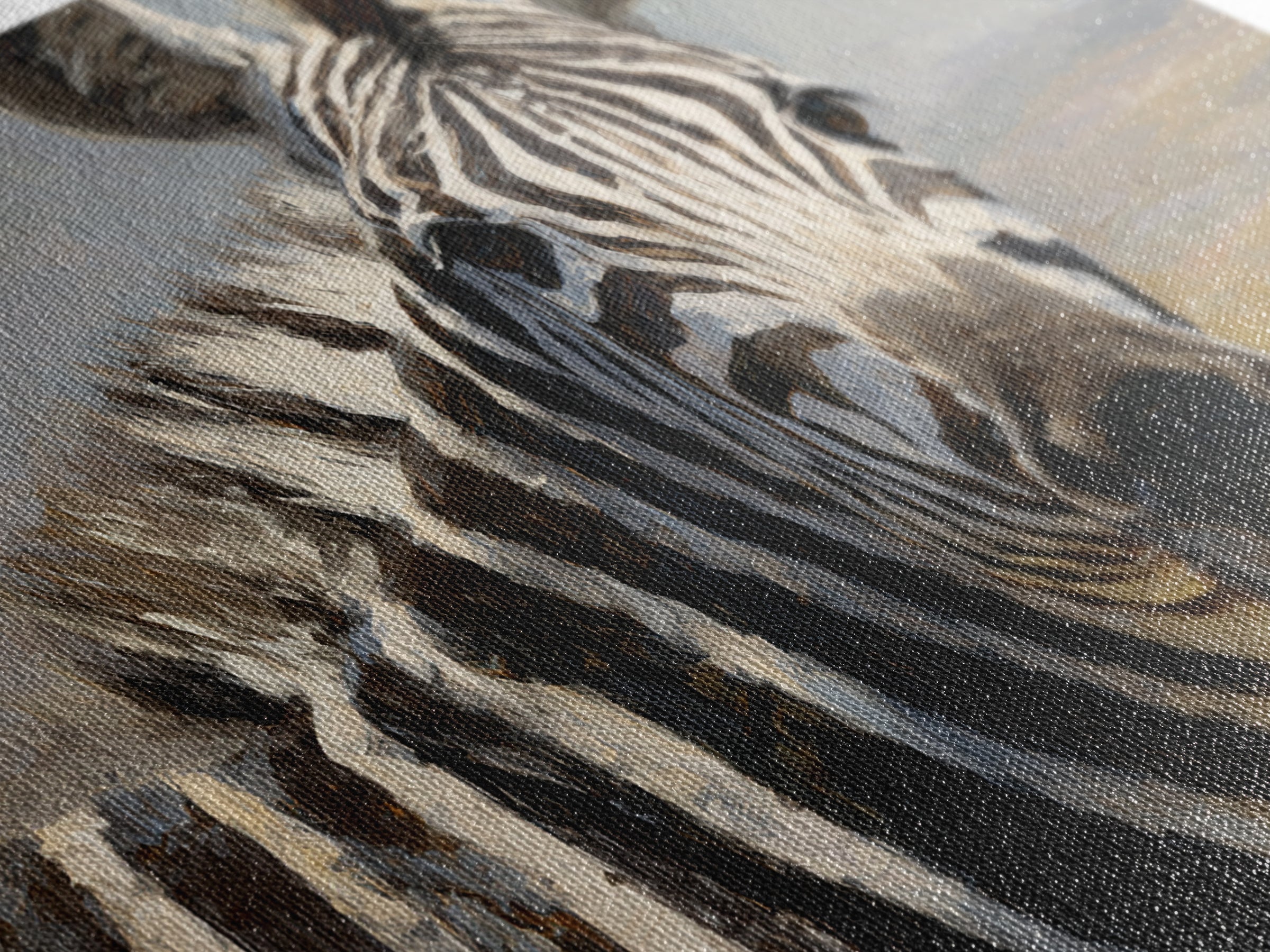 Zebra Stripe Closeup as Graphic Abstraction Canvas Print, Black and White Art, Textured Painting, Living Room Decor, Monochrome, BAW-3x2-60