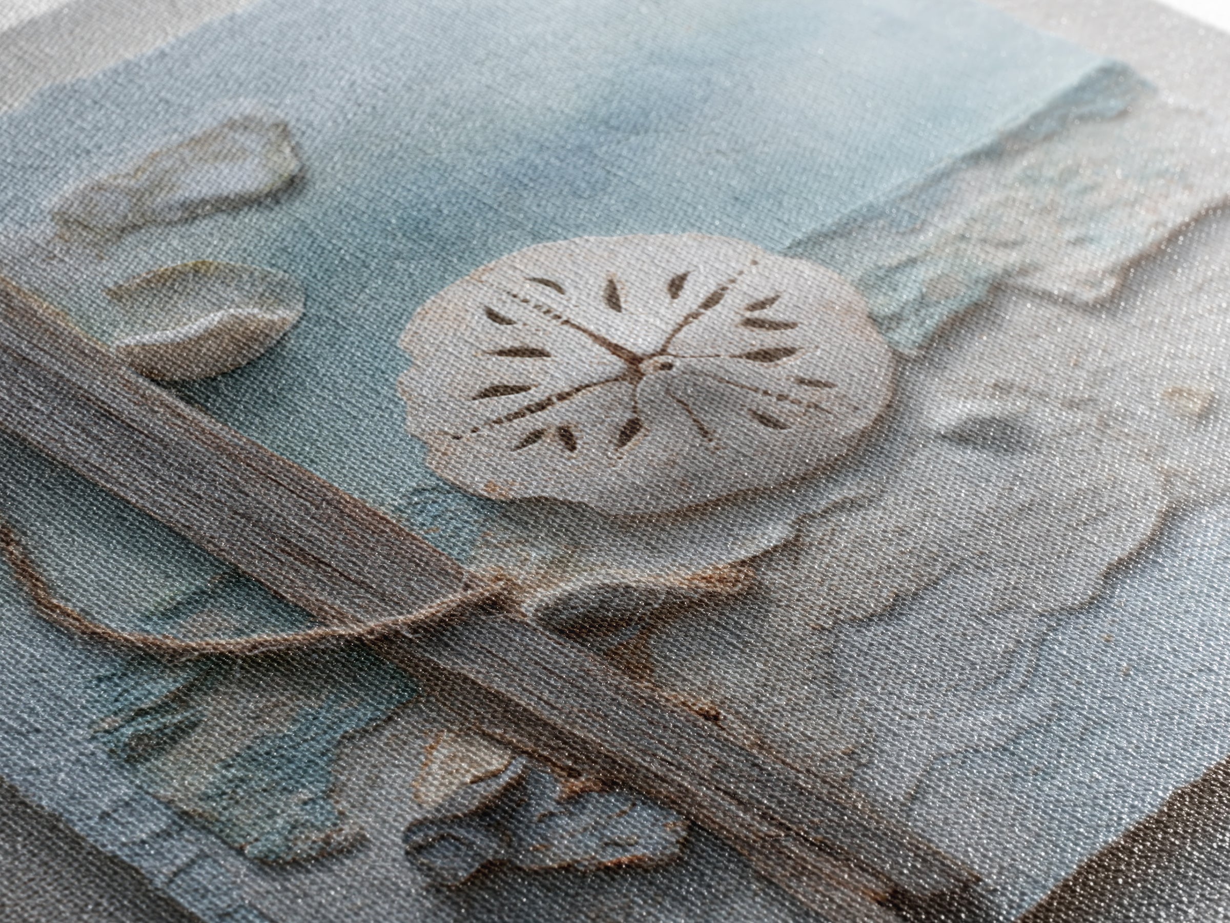 Minimal Sand Dollar Study on Textured Paper Framed Canvas Print, Beach Art, Wall Decor, Coastal Decor, Fine Art, Shore, BEA-1x1-12