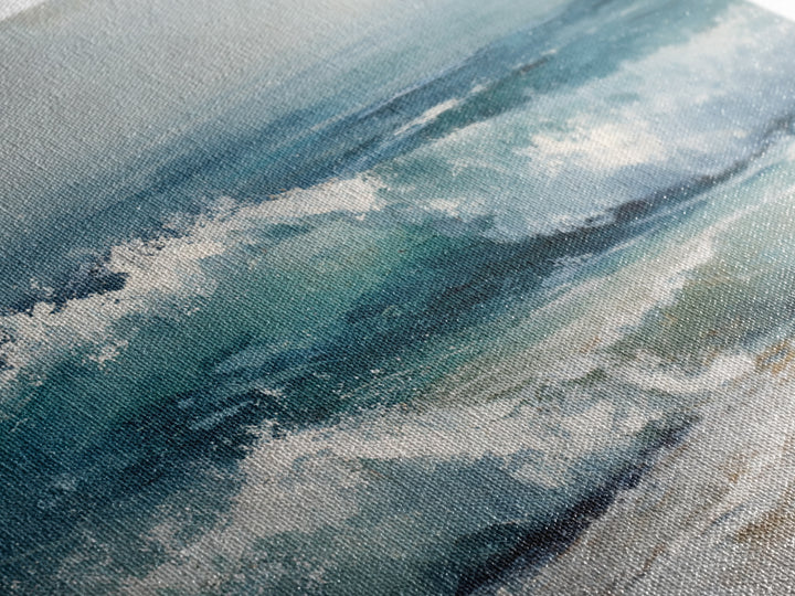 Stormy Ocean Wave Canvas Print, Beach Art, Textured Painting, Coastal Decor, Oil Painting, Shore, Digital Wall Art, BEA-1x1-81