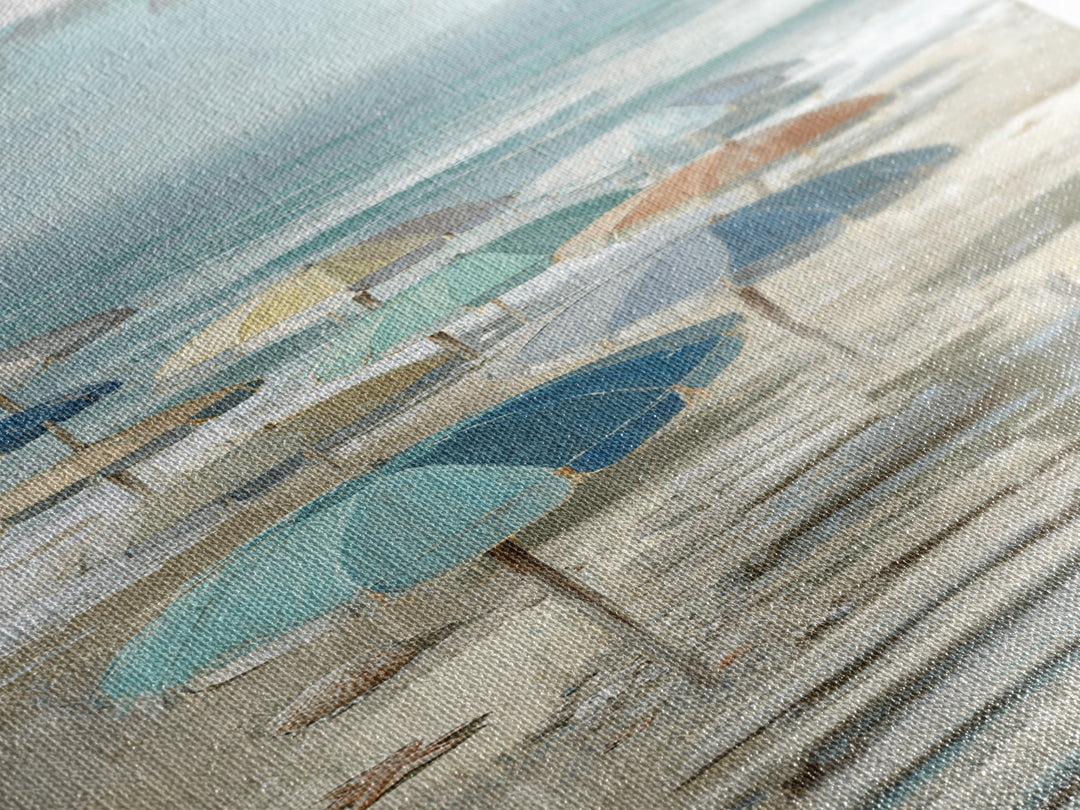 Beach Umbrella Pattern Canvas Print, Beach Art, Contemporary Art, Coastal Decor, Fine Art, Shore, Original Art, Abstract Art, BEA-1x3-44