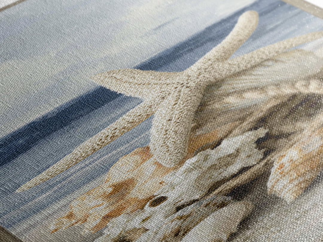 Sun Bleached Starfish and Shells Still Life Canvas Print, Beach Art, Art Prints, Coastal Decor, Fine Art, Shore, Wall Art Print, BEA-1x3-73