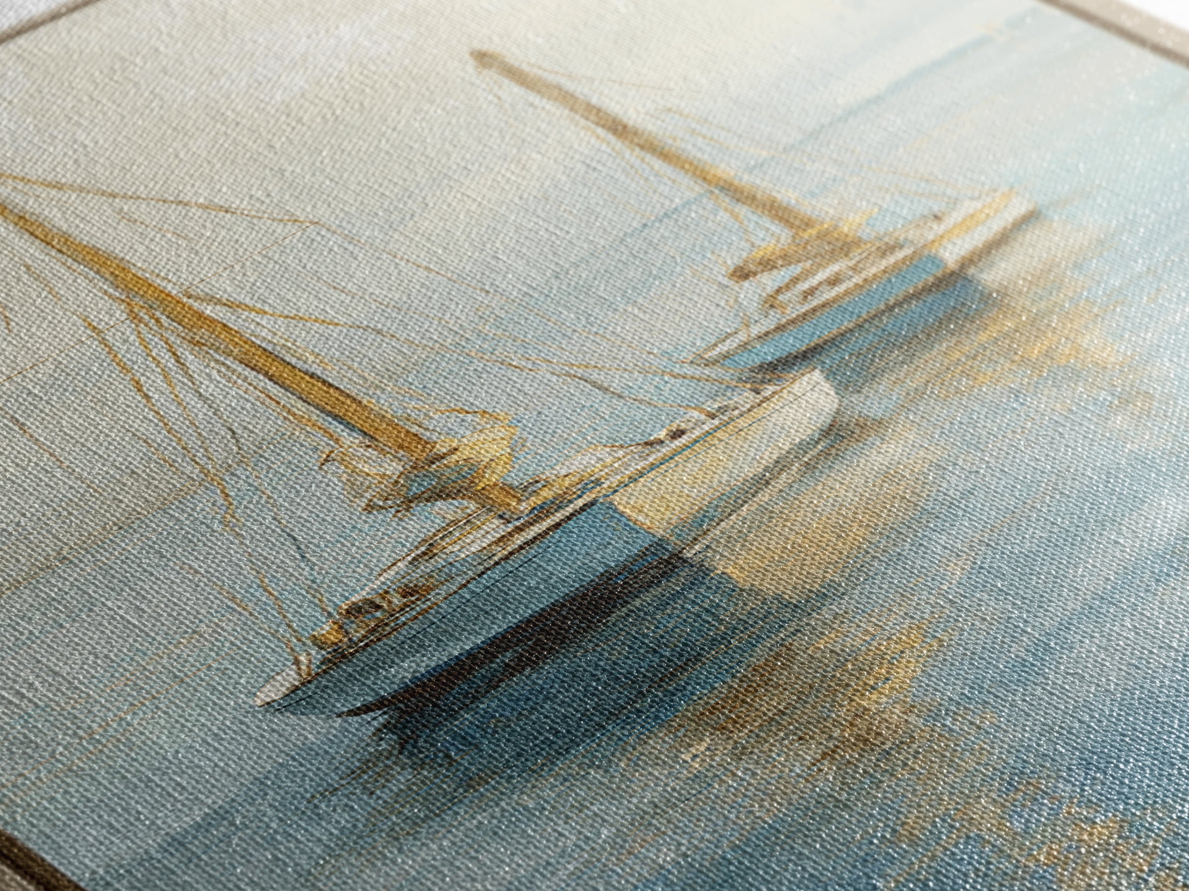 Sunset Sailboat Silhouette on Calm Water Canvas Print, Beach Art, Art Print, Coastal Decor, Oil Painting, Shore, BEA-1x3-90