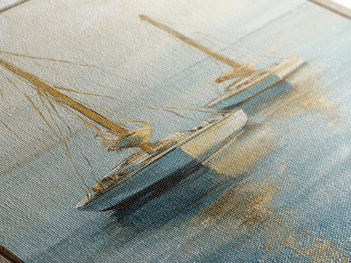 Sunset Sailboat Silhouette on Calm Water Canvas Print, Beach Art, Art Print, Coastal Decor, Oil Painting, Shore, BEA-1x3-90