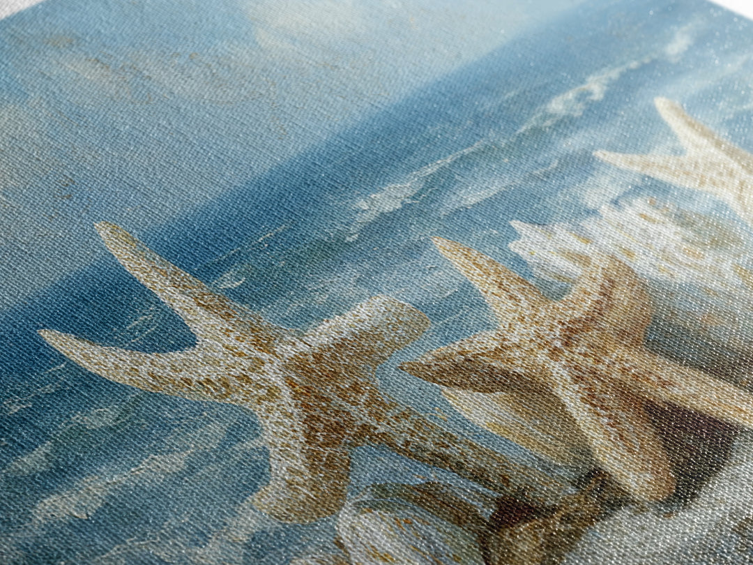 Sun Bleached Starfish and Shells Still Life Canvas Print, Beach Art, Wall Decor, Coastal Decor, Shore, Whimsical Decor, BEA-2x1-57