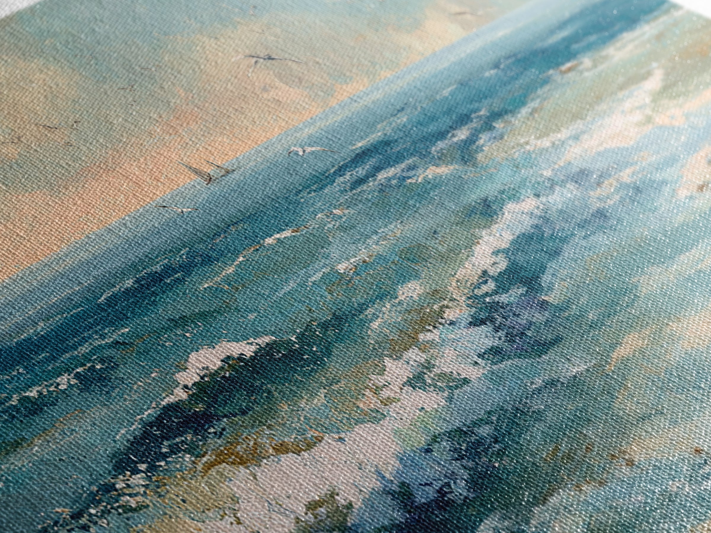 Aerial Turquoise Shoreline Canvas Print, Beach Art, Original Art, Coastal Decor, Fine Art, Shore, Beach Decor, Modern Art, BEA-2x1-93