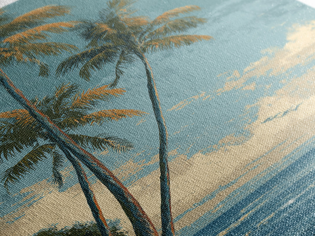 Tropical Palms Leaning Canvas Print, Beach Art, Gallery Decor, Coastal Decor, Fine Art, Shore, Contemporary Art, Wall Art, BEA-2x3-15