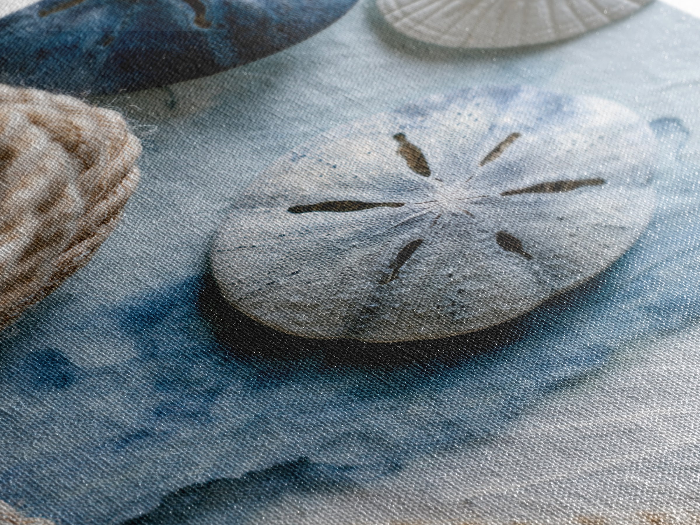 Minimal Sand Dollar Study on Textured Paper Framed Canvas Print, Beach Art, Digital Art, Coastal Decor, Oil Painting, Shore, BEA-2x3-20