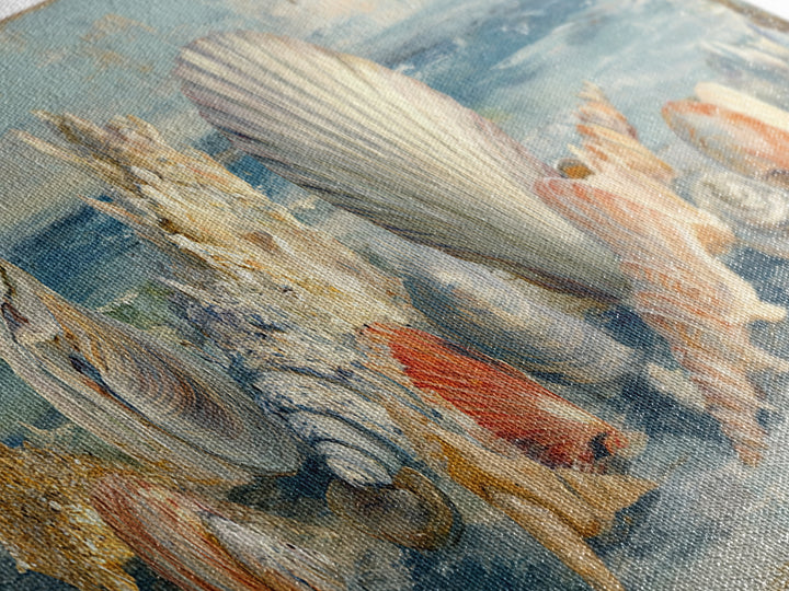 Seashell Collection Painted Like Natural Specimens Canvas Print, Beach Art, Coastal Decor, Shore, Living Room Wall Art, BEA-3x1-68