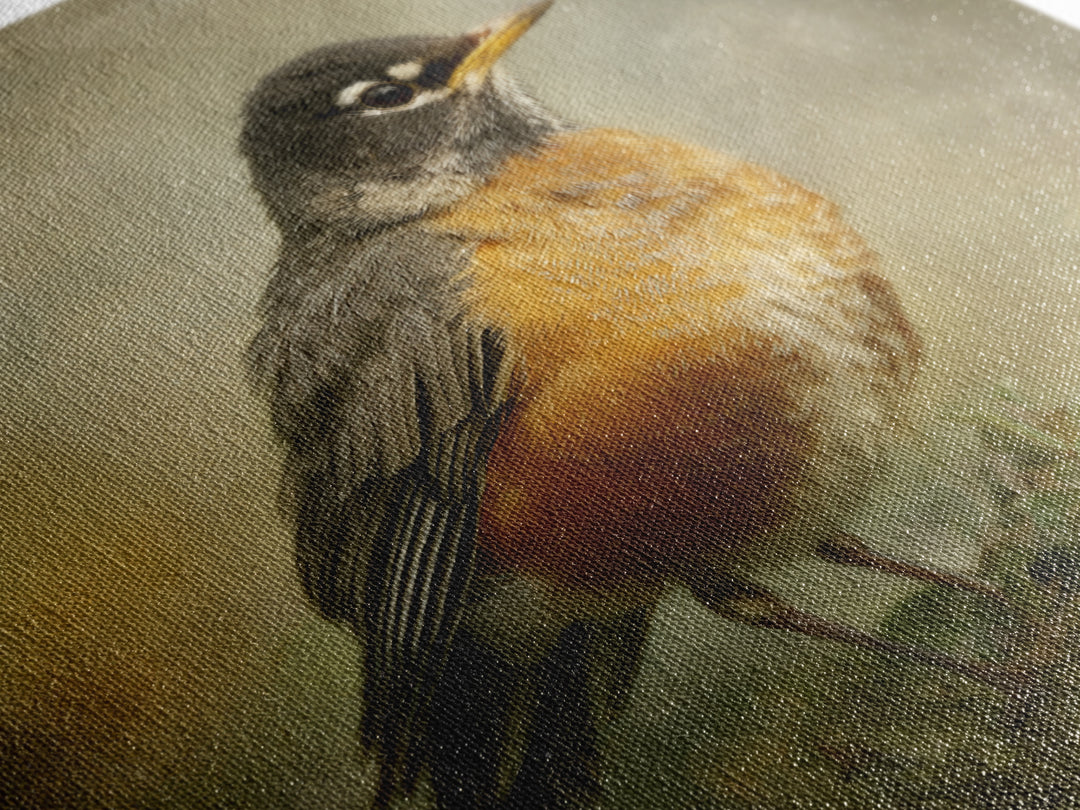 Robin in a Spring Garden with Soft Canvas Print, Bird Art, Japanese Wall Art, Living Room Decor, Watercolor Art, Flight, BIR-1x1-15