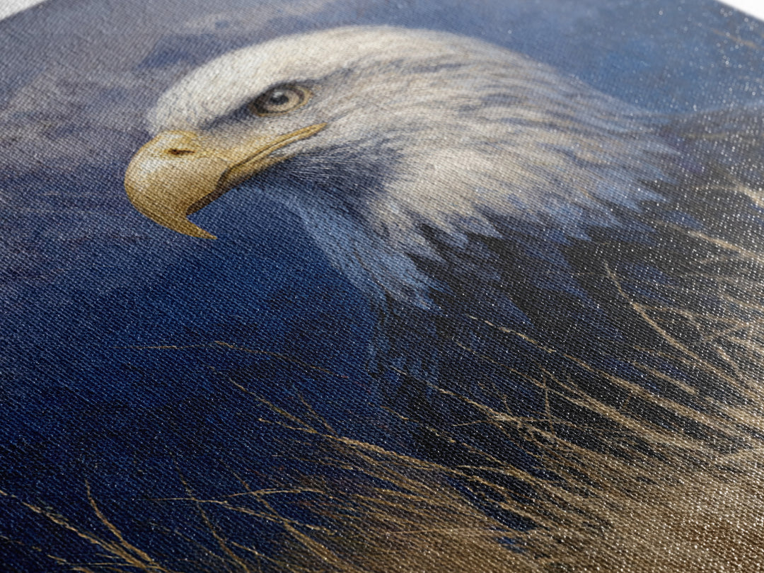 Eagle Portrait with Dramatic Mountain Wind Canvas Print, Bird Art, Printable Art, Living Room Decor, Fine Art, Flight, BIR-1x1-36