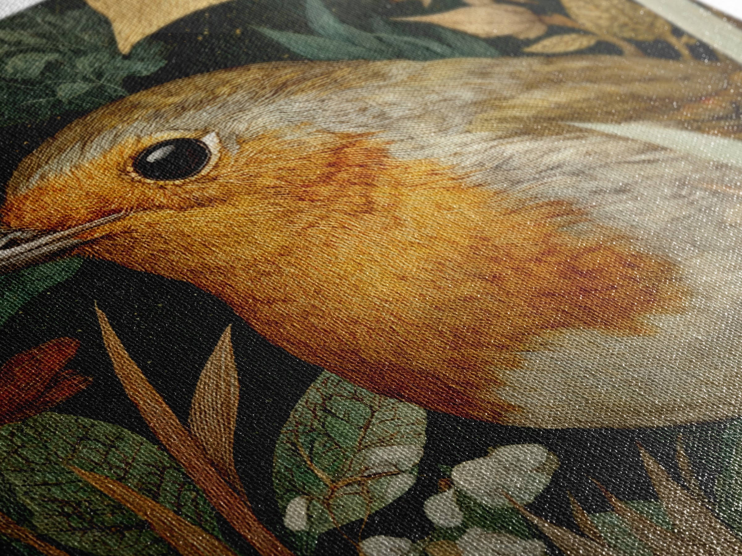 Robin in a Spring Garden with Soft Framed Canvas Print, Bird Art, Forest Wall Art, Living Room Decor, Oil Painting, Flight, BIR-1x1-63