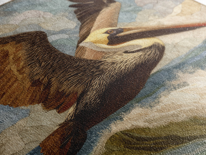Pelican Flying over Coastal Waves Canvas Print, Bird Art, Rustic Home Decor, Living Room Decor, Fine Art, Flight, BIR-1x1-90