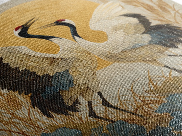Pair of Cranes Dancing Canvas Print, Bird Art, Wall Art, Living Room Decor, Flight, Japanese Wall Art, Modern Wall Art, BIR-1x1-99