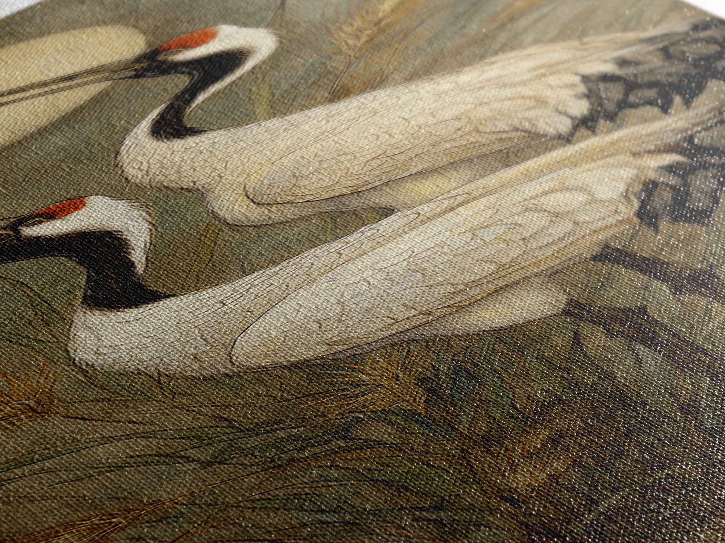 Pair of Cranes Dancing Canvas Print, Bird Art, Gallery Wall, Living Room Decor, Oil Painting, Flight, Gallery Decor, BIR-1x3-63